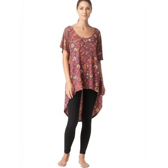 LuLaRoe Tops - LuLaRoe Irma Tunic Top XXS Multi-color Floral Oversized Hi-Lo Boho Vibrant‎ NEW